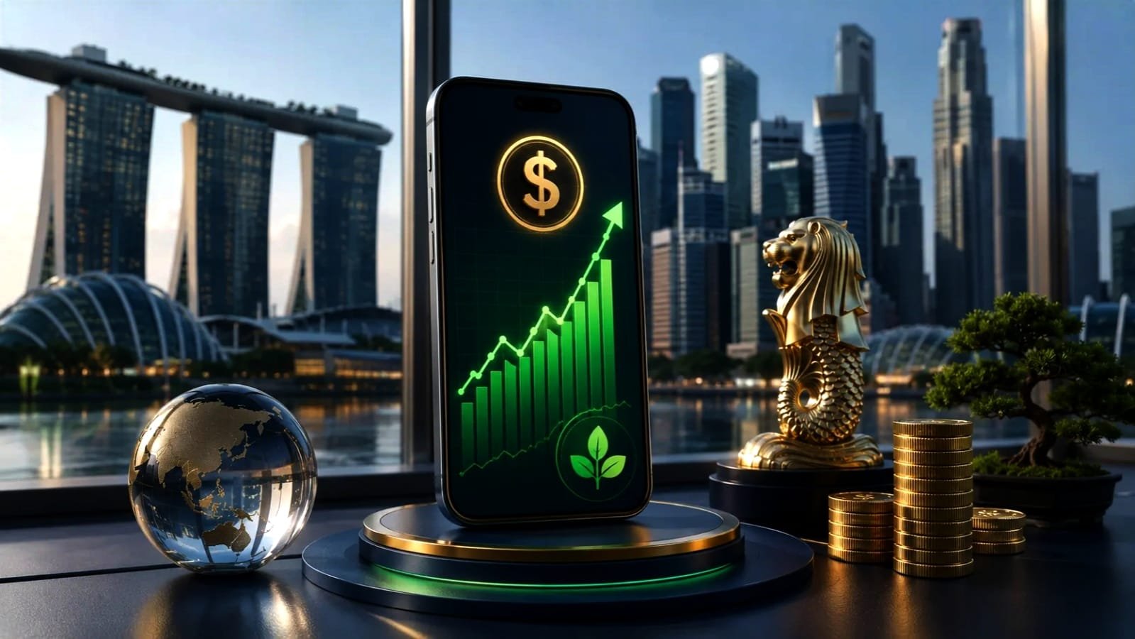 A financial concept illustration on how to build wealth in Singapore using smart investment tools